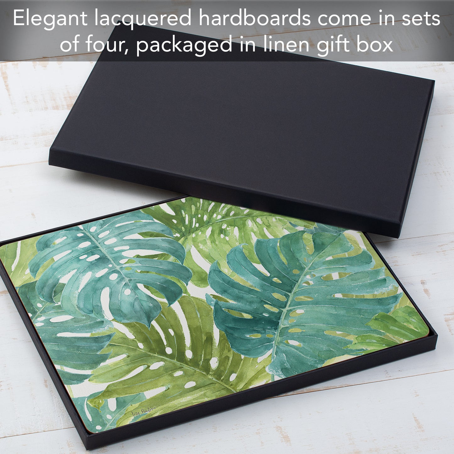 Cala Home Tropical Green Premium Decorative Hardboard Tabletop Placemats 4-Pack Manufactured in The USA Heat Tolerant and Easily Wipes Clean