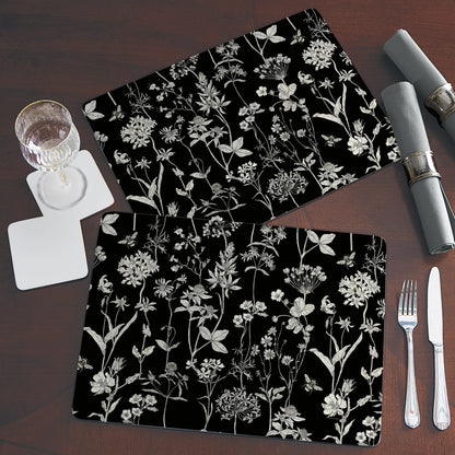 Cala Home Midnight Garden Premium Decorative Hardboard Tabletop Placemats 4-Pack Manufactured in The USA Heat Tolerant and Easily Wipes Clean