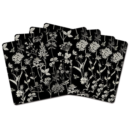 Cala Home Midnight Garden Premium Decorative Hardboard Placemats 4 Pack Manufactured in the USA