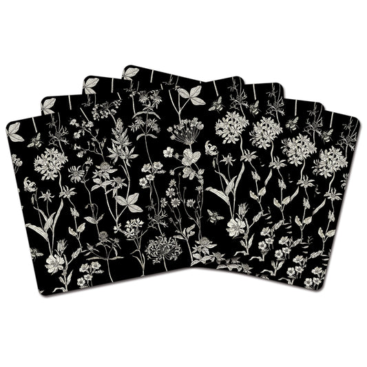 Cala Home Midnight Garden Premium Decorative Hardboard Placemats 4 Pack Manufactured in the USA
