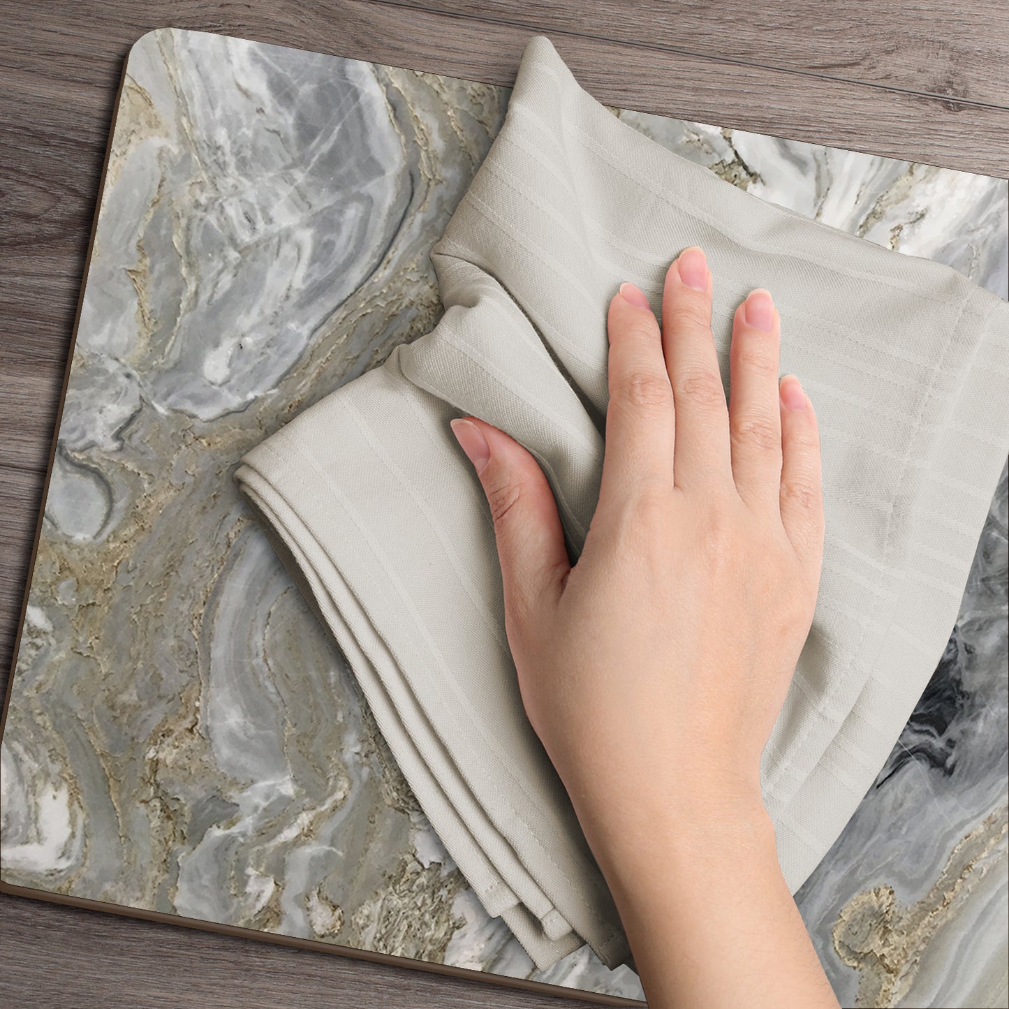 CounterArt Quartz Premium Decorative Hardboard Tabletop Placemats 4-Pack Manufactured in The USA Heat Tolerant and Easily Wipes Clean