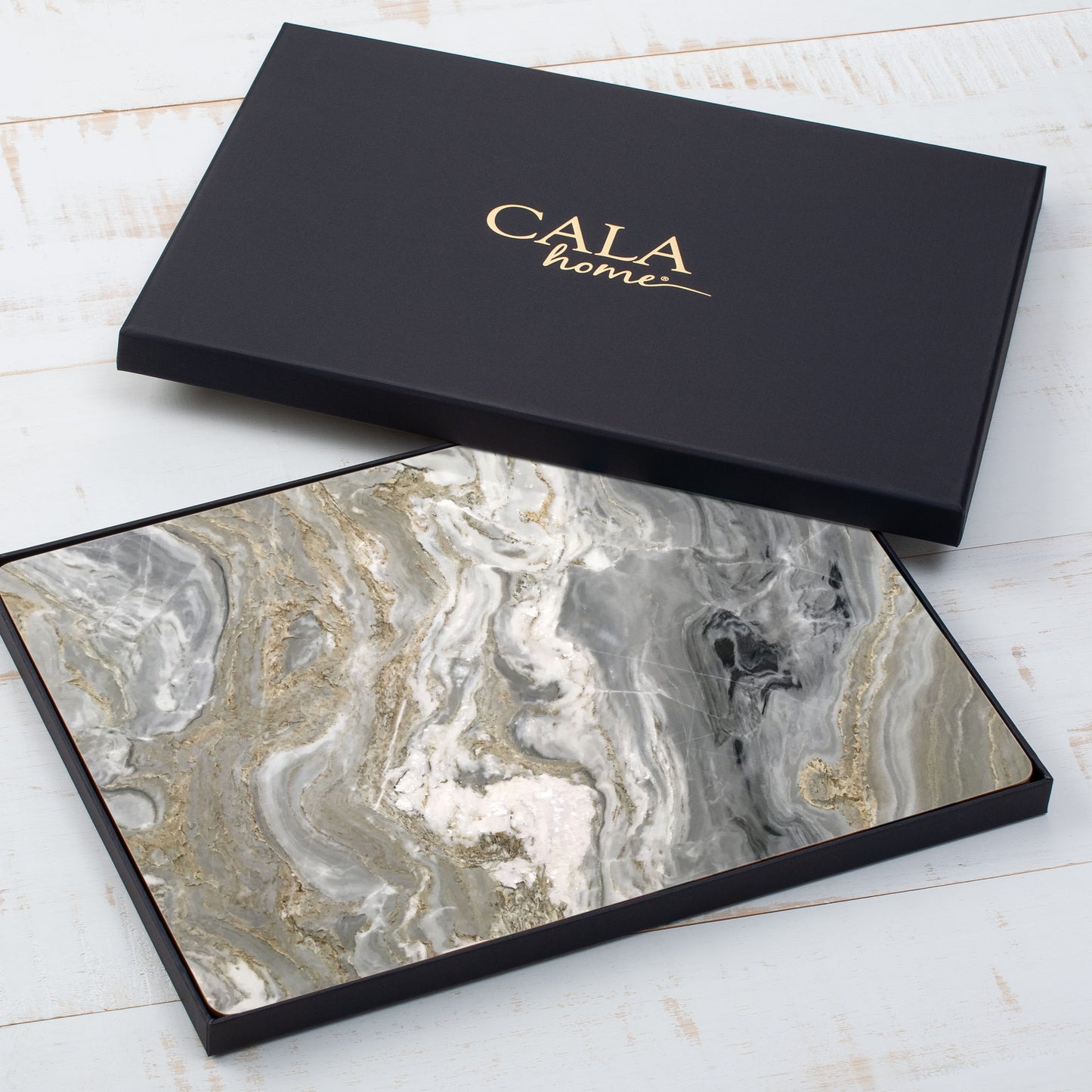 CounterArt Quartz Premium Decorative Hardboard Tabletop Placemats 4-Pack Manufactured in The USA Heat Tolerant and Easily Wipes Clean