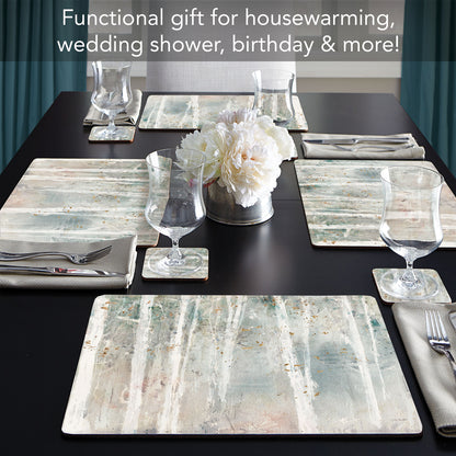 CounterArt Woodland Walk Premium Decorative Hardboard Tabletop Placemats 4-Pack Manufactured in The USA Heat Tolerant and Easily Wipes Clean