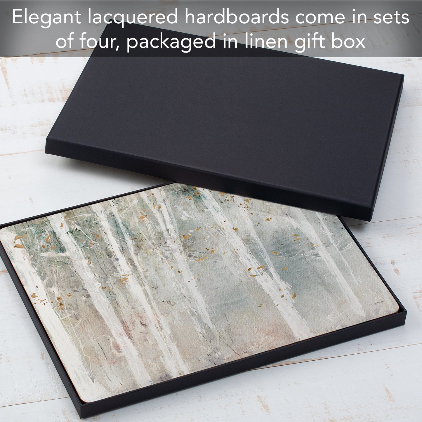 CounterArt Woodland Walk Premium Decorative Hardboard Tabletop Placemats 4-Pack Manufactured in The USA Heat Tolerant and Easily Wipes Clean