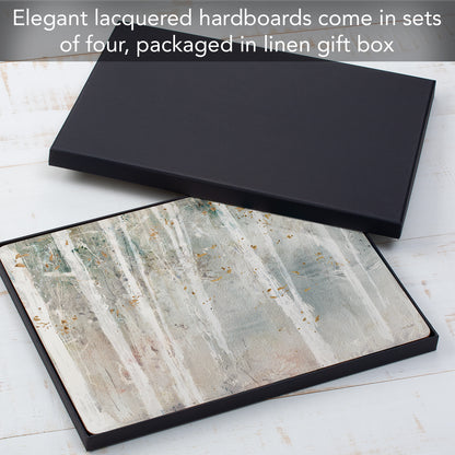 CounterArt Woodland Walk Premium Decorative Hardboard Tabletop Placemats 4-Pack Manufactured in The USA Heat Tolerant and Easily Wipes Clean