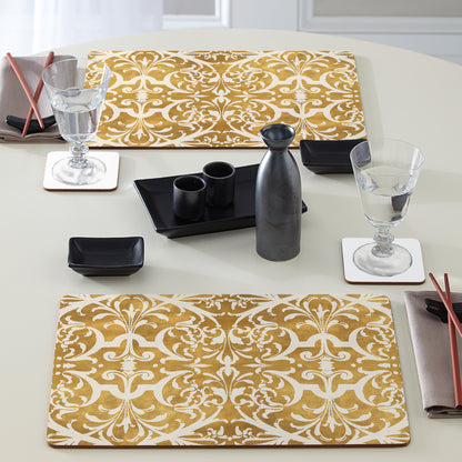 CounterArt Gilded Premium Decorative Hardboard Tabletop Placemats 4-Pack Manufactured in The USA Heat Tolerant and Easily Wipes Clean