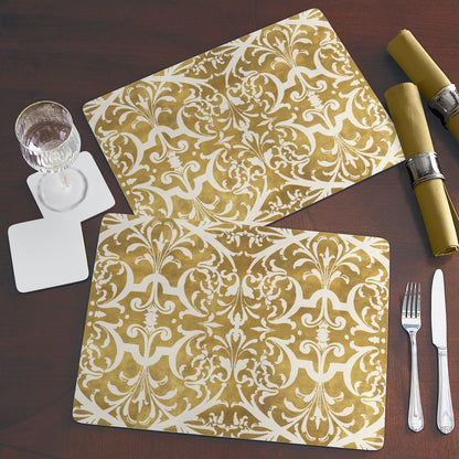 CounterArt Gilded Premium Decorative Hardboard Tabletop Placemats 4-Pack Manufactured in The USA Heat Tolerant and Easily Wipes Clean