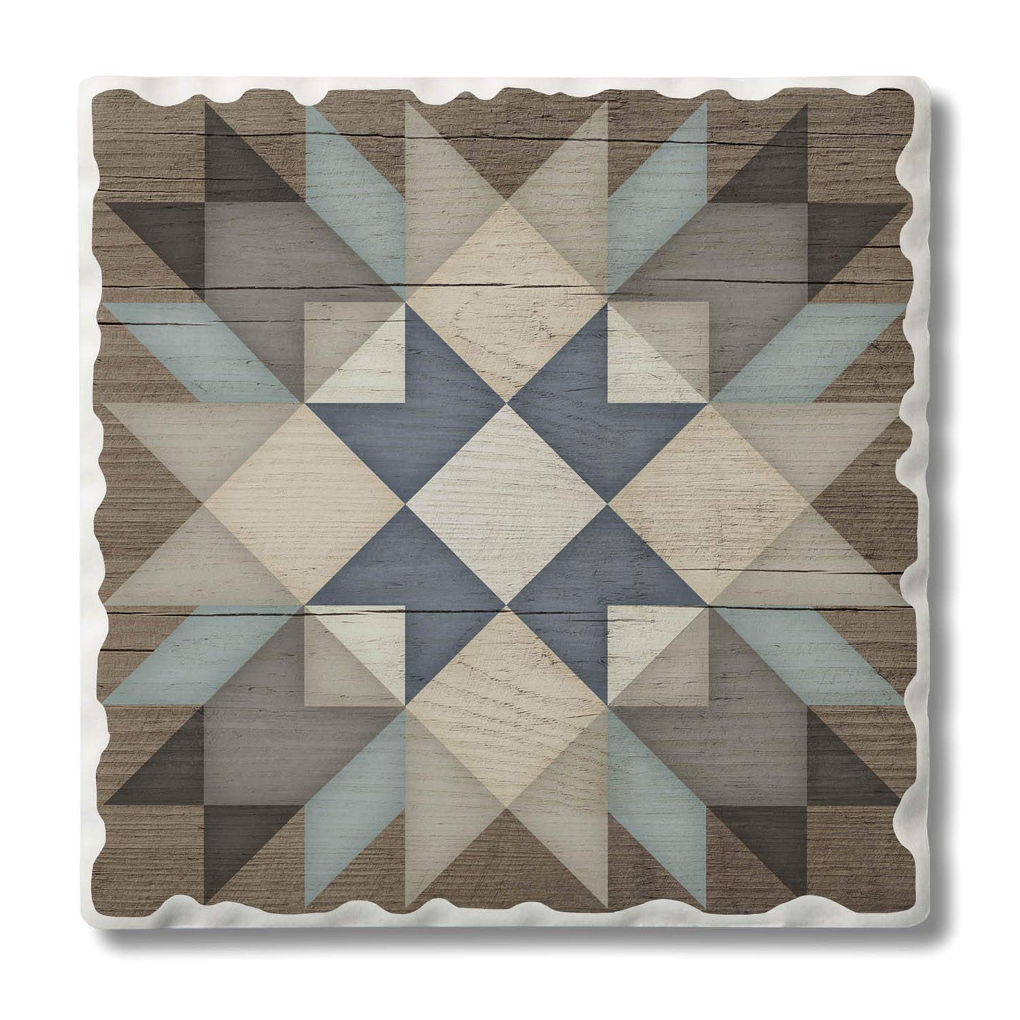 Thirstystone Quilt Design Single Tumbled Tile Stone Coaster with Protective Cork Backing Manufactured in The USA 4" Square, Artistic, Easily Wipes Clean