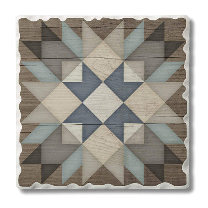 Thirstystone Quilt Design Single Tumbled Tile Stone Coaster with Protective Cork Backing Manufactured in The USA 4" Square, Artistic, Easily Wipes Clean