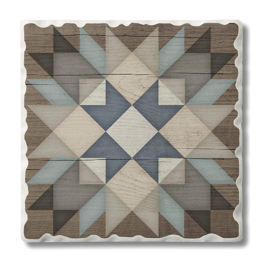 Thirstystone Quilt Design Single Tumbled Tile Stone Coaster with Protective Cork Backing Manufactured in The USA 4" Square, Artistic, Easily Wipes Clean