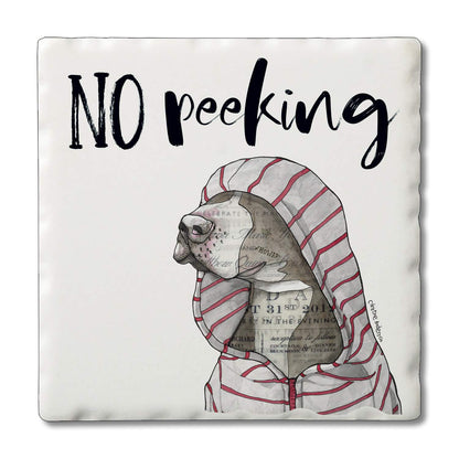 Thirstystone No Peeking Dog Single Tumbled Tile Coaster Manufactured in The USA Adorable, Create Your Own Collection