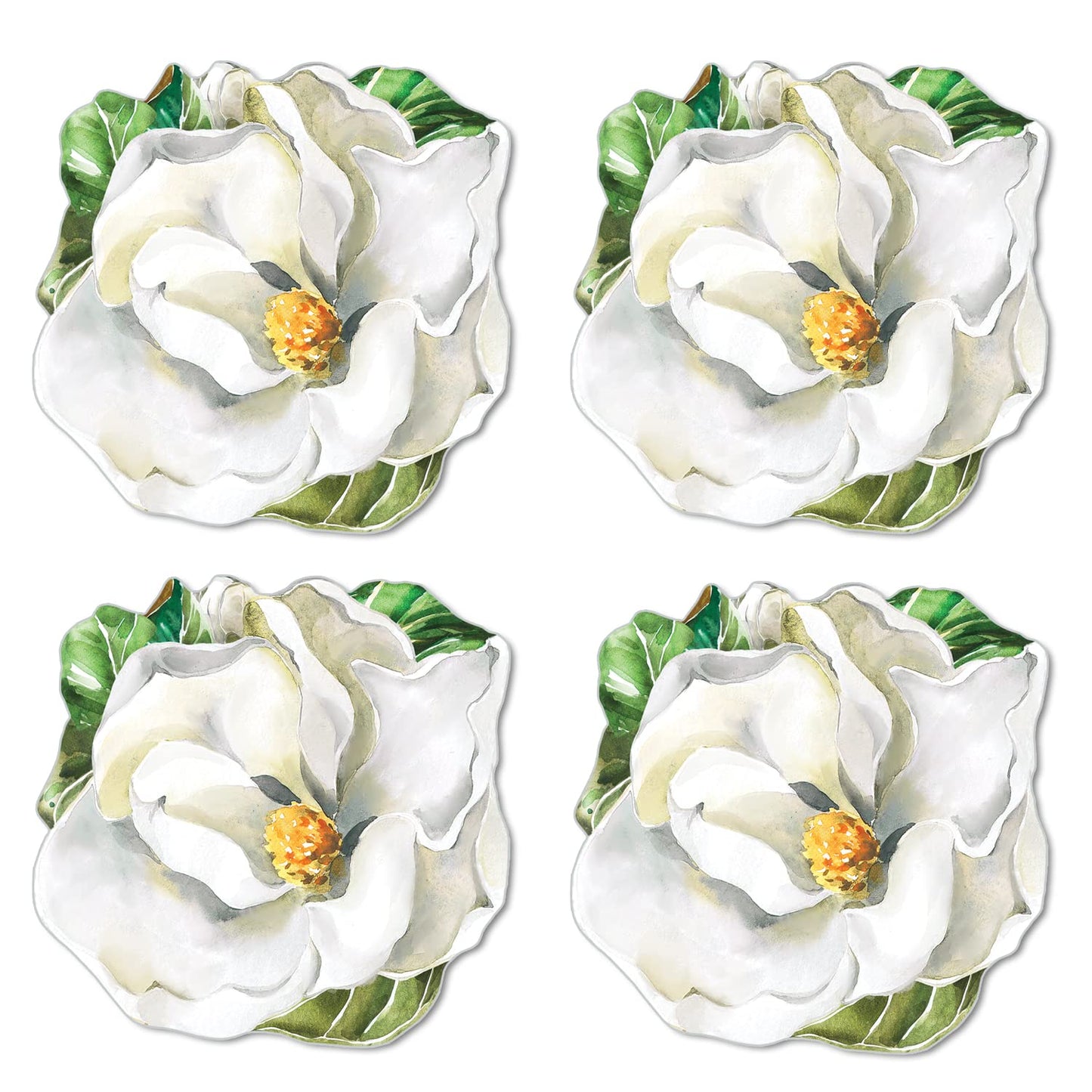 CounterArt 4 Pack Magnolia/Hydrangea Reversible Shaped Easy Care Placemats Made in the USA