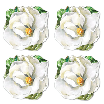 CounterArt 4 Pack Magnolia/Hydrangea Reversible Shaped Easy Care Placemats Made in the USA