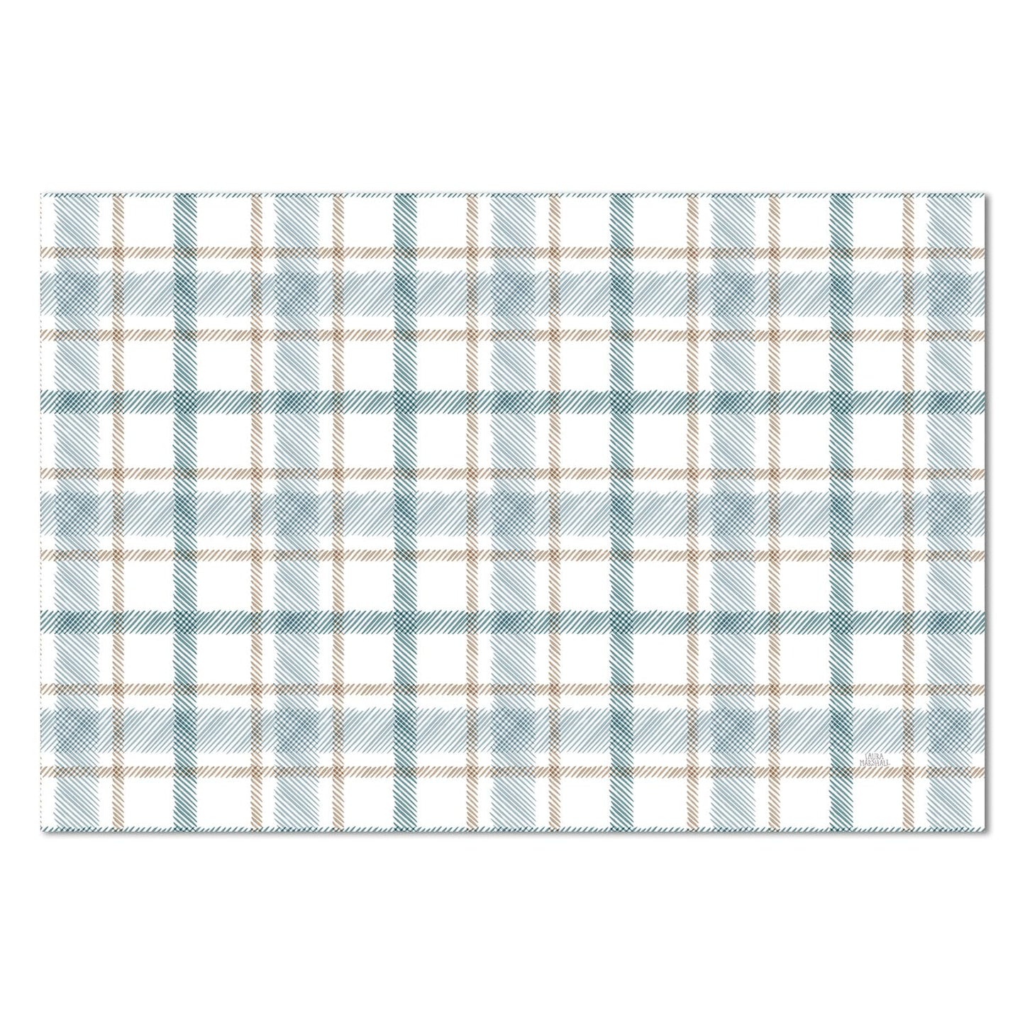Highland Home Ticking Plaid Deco-Floormat, Decorative Mat, Designer Rug, Waterproof, Low Profile, Eco-Friendly Non Slip, Made in The USA