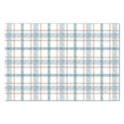 Highland Home Ticking Plaid Deco-Floormat, Decorative Mat, Designer Rug, Waterproof, Low Profile, Eco-Friendly Non Slip, Made in The USA