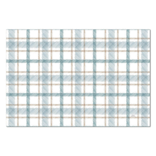 Highland Home Ticking Plaid Deco-Floormat, Decorative Mat, Designer Rug, Waterproof, Low Profile, Eco-Friendly Non Slip, Made in The USA