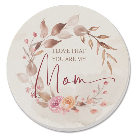Thirstystone My Mom Single Round Absorbent Stone Coaster with Protective Cork Backing Manufactured in The USA 4" Diameter
