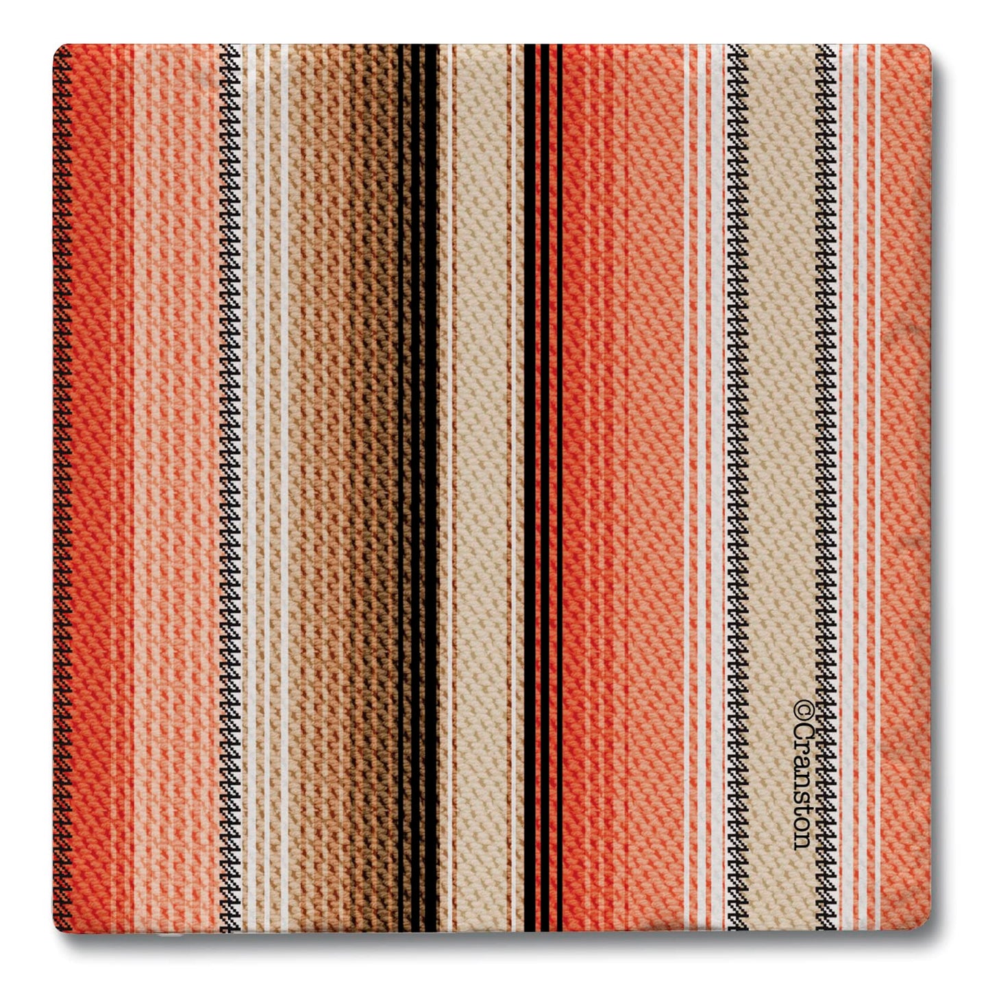 Thirstystone Southwest Orange Stripe 4 Pack Tumbled Tile Stone Coasters 4" Square Manufactured in the USA