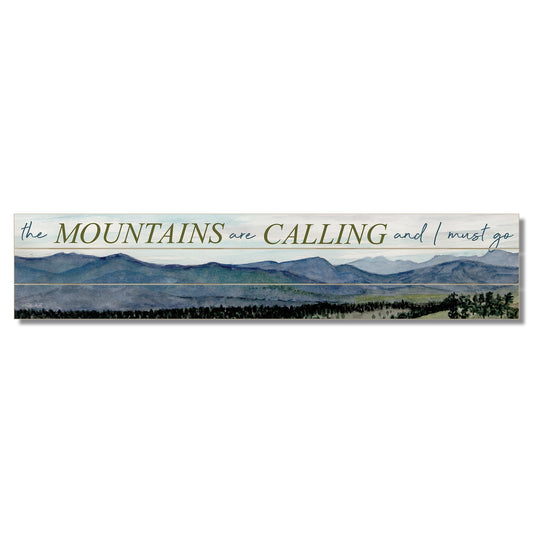 Highland Home Mountains Calling Horizontal Decorative Indoor/Outdoor Pallet Wood Sign 36" by 7.5" Made in the USA