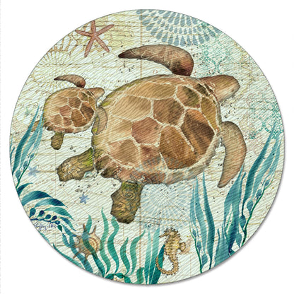 CounterArt Monterey Bay Turtles 4mm Tempered Glass Lazy Susan Turntable 13" Diameter