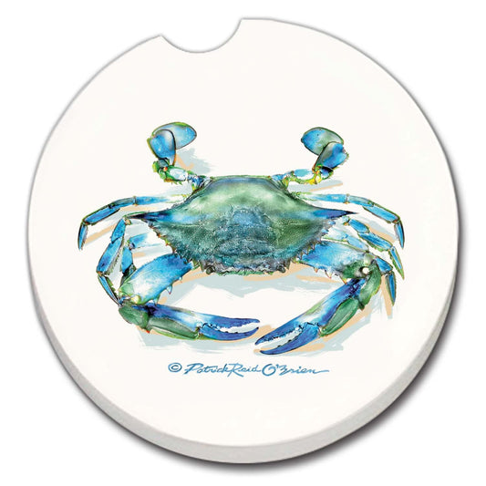 Thirstystone Teal Crab Single Absorbent Stone Coaster for Vehicle Cup Holder 2.6” Diameter Manufactured in The USA