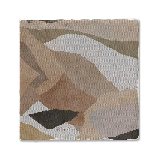 Thirstystone Mocha Abstract Single Tumbled Tile Stone Coaster with Protective Cork Backing Manufactured in The USA 4" Square, Colorful, Artistiic, Easily Wipes Clean