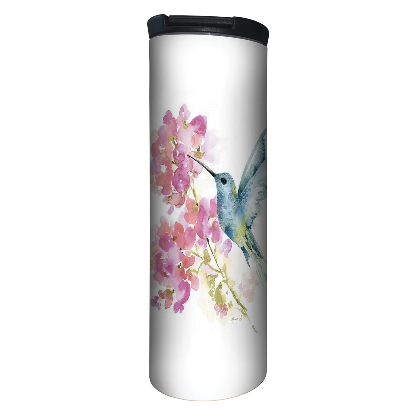 Highland Home Hummingbird Watercolor Decorative Stainless Steel Double Wall Insulated Travel Tumbler with Lid 17 oz. Manufactured in the USA Dishwasher Safe