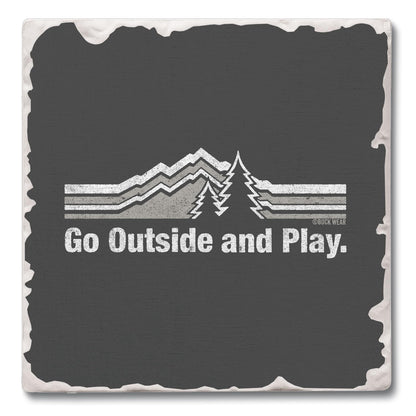 Thirstystone Go Outside Single Tumbled Tile Stone Coaster with Protective Cork Backing Manufactured in The USA 4" Square