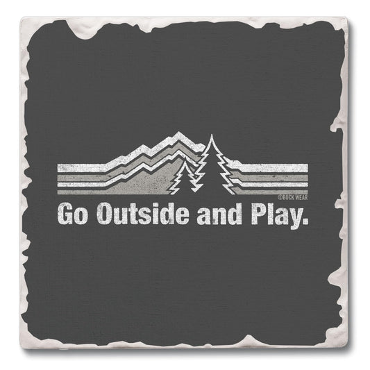 Thirstystone Go Outside Single Tumbled Tile Stone Coaster with Protective Cork Backing Manufactured in The USA 4" Square