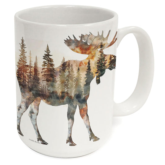 Highland Home Moose Silhouette Large Decorative Ceramic Mug 15 oz. Manufactured in the USA