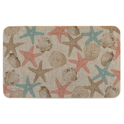 Highland Home Starfish Shell Indoor/Outdoor Natural Linen Look Floor Mat with Recycled Rubber Back Manufactured in The USA 29.5” x 17.75”