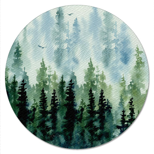 CounterArt Misty Tree Line View 4mm Tempered Glass Lazy Susan Turntable 13" Diameter