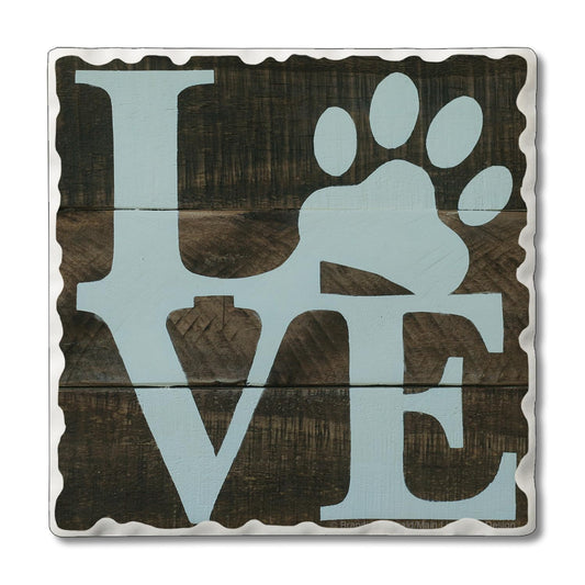 Thirstystone Love Pets 4 Pack Tumbled Tile Stone Coasters 4" Square Manufactured in the USA