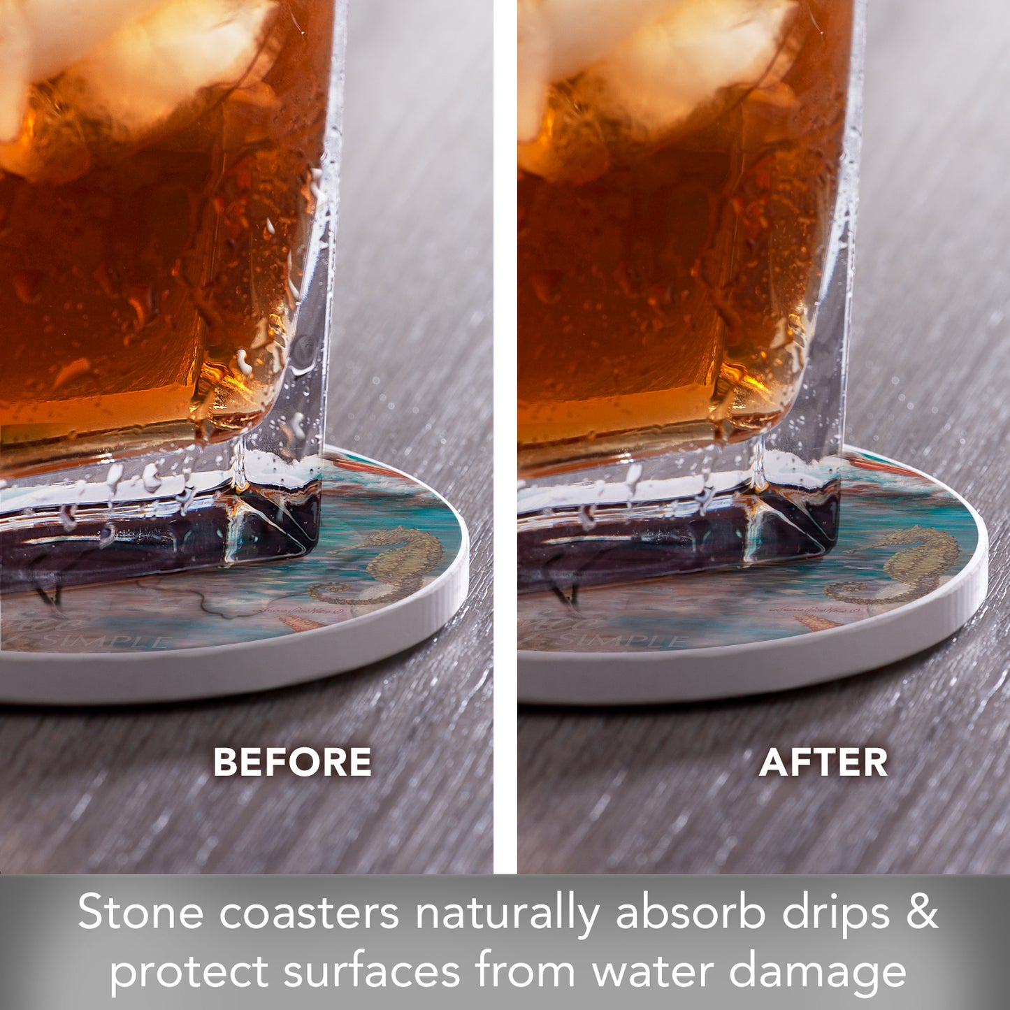 Thirstystone Experience Heron 4 Pack Round Absorbent Stone Coasters 4" Diameter Manufactured in the USA