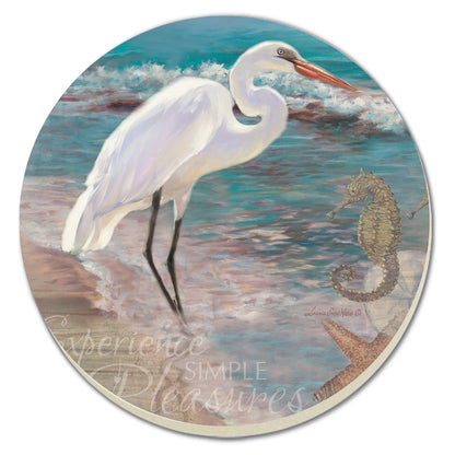 Thirstystone Experience Heron 4 Pack Round Absorbent Stone Coasters 4" Diameter Manufactured in the USA
