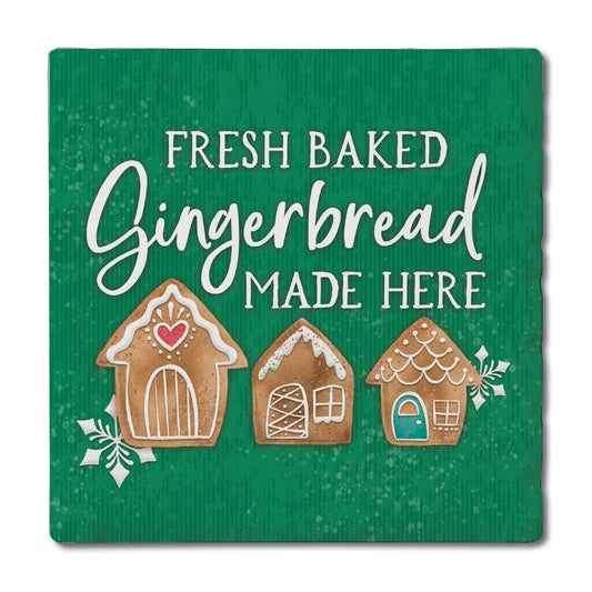 Thirstystone Fresh Baked Gingerbread Single Tumbled Tile Stone Coaster with Protective Cork Backing Manufactured in The USA 4" Square, Artistic, Easily Wipes Clean
