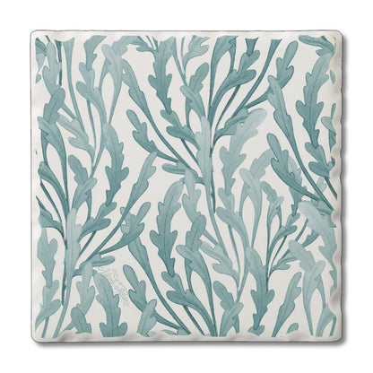 Thirstystone Teal Seaweed Single Tumbled Tile Stone Coaster with Protective Cork Backing Manufactured in The USA 4" Square, Colorful, Artistic, Easily Wipes Clean