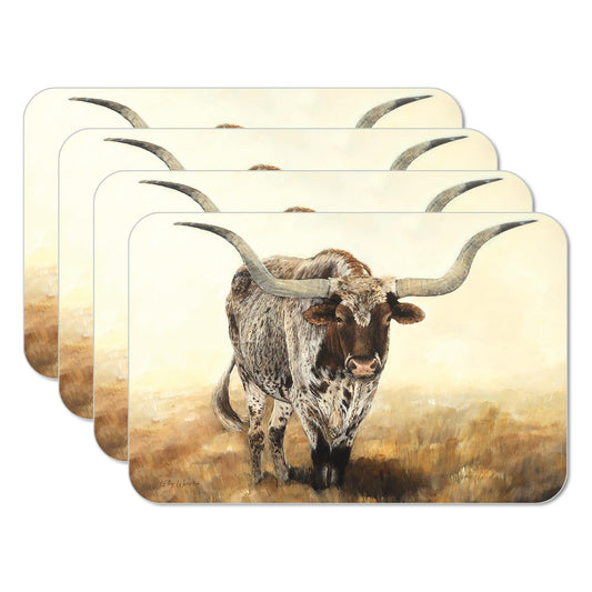 CounterArt Longhorn Journey 4 Pack Reversible Easy Care Flexible Placemats Made in the USA