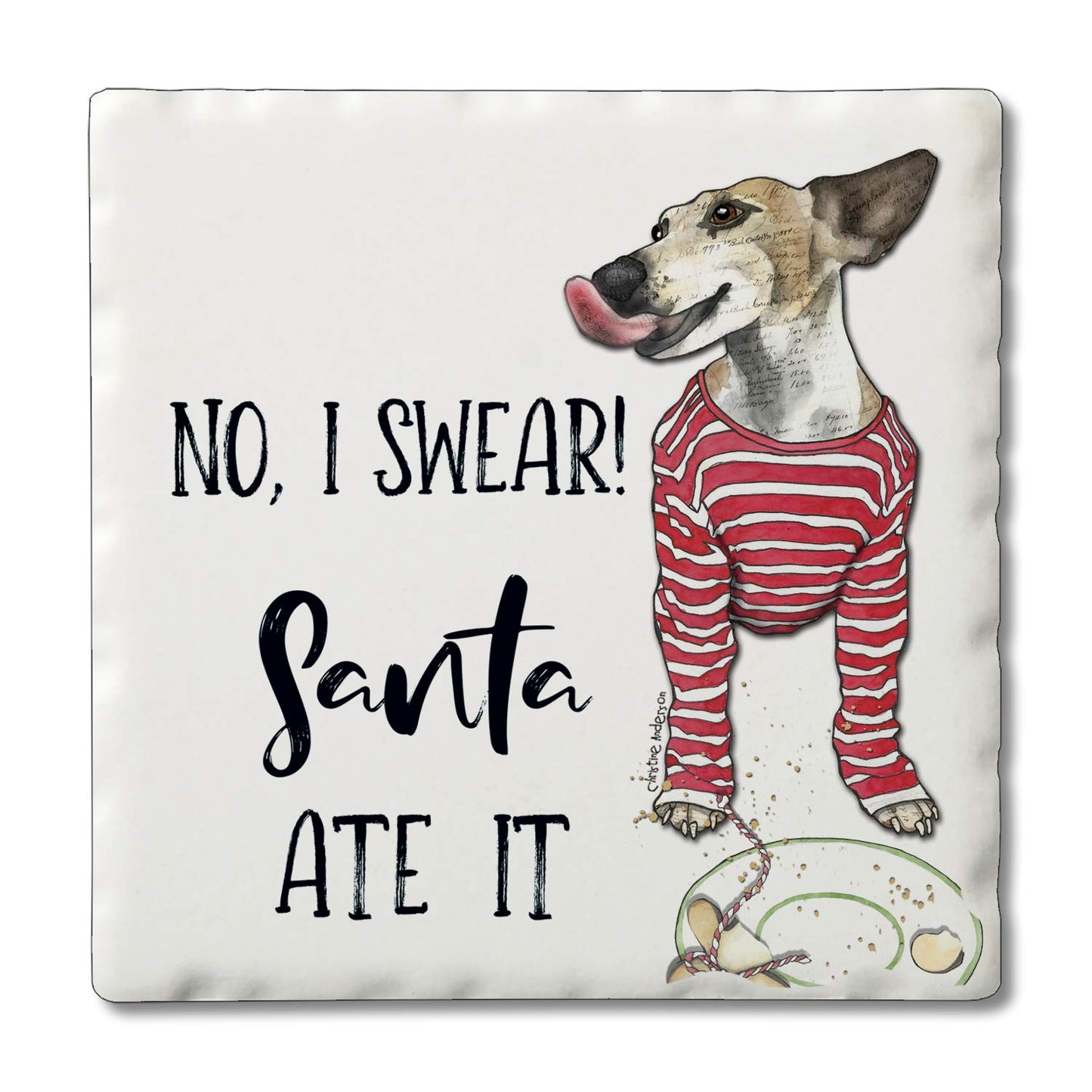 Thirstystone Santa Ate It Single Tumbled Tile Coaster Manufactured in The USA Adorable, Create Your Own Collection