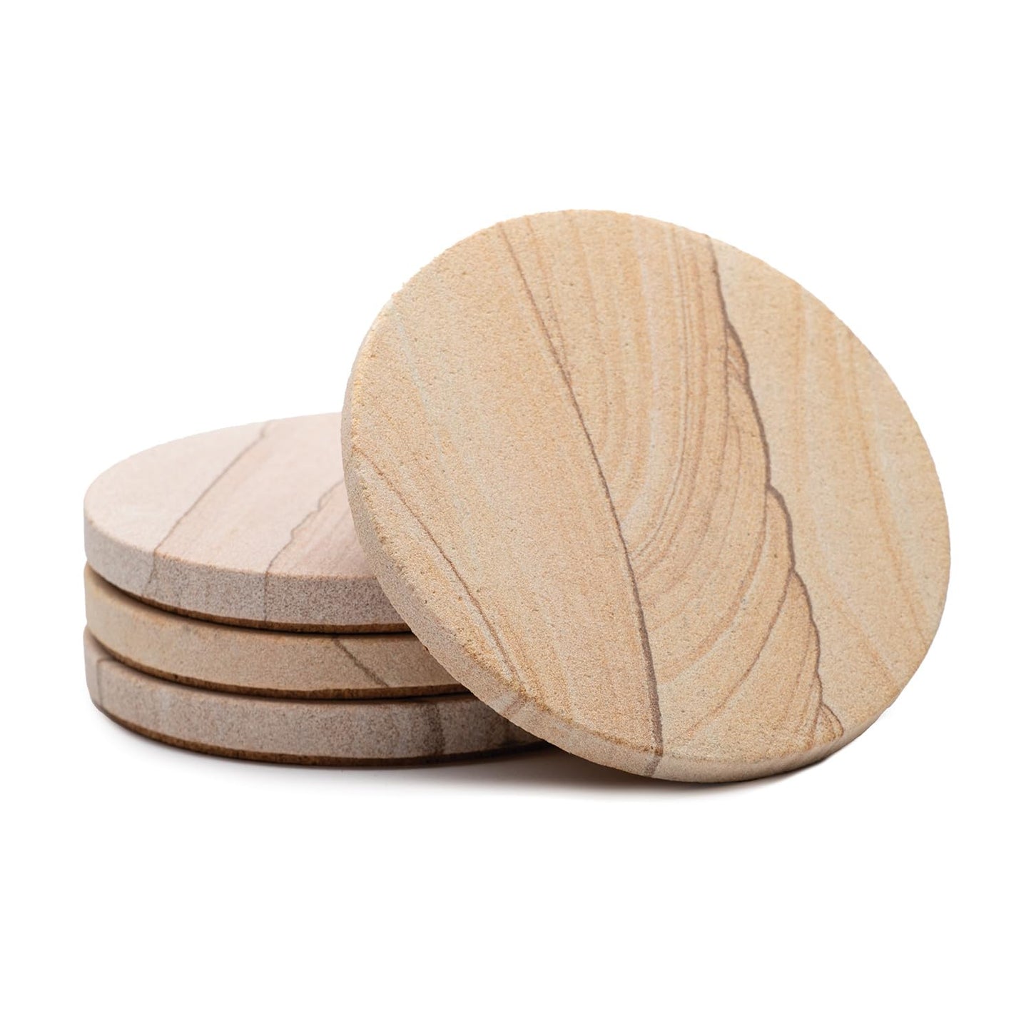 Thirstystone Brand - Desert Sand Coaster, Multicolor All Natural Sandstone - Durable Stone with Varying Patterns, Every Coaster Is An Original 4 inch round