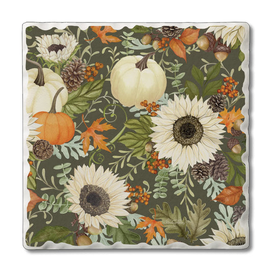 Thirstystone Farmhouse Fall Dark Single Tumbled Tile Stone Coaster with Protective Cork Backing Manufactured in The USA 4" Square, Colorful, Artistiic, Easily Wipes Clean