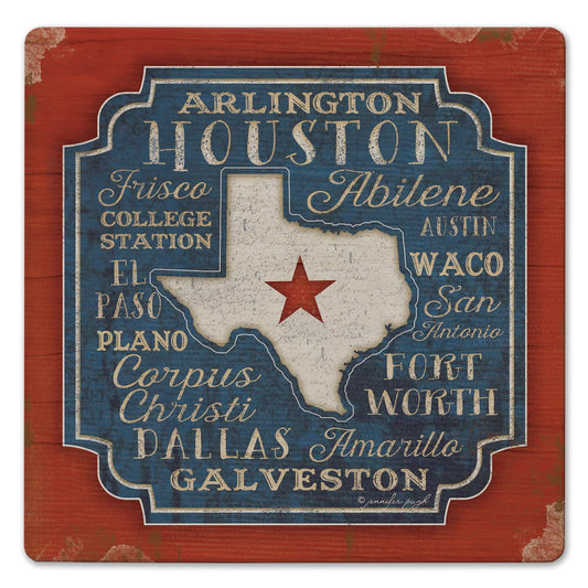 Thirstystone Texas Cities Decorative Heat Tolerant Stone Trivet with Non-Skid Cork Backing 8” Square