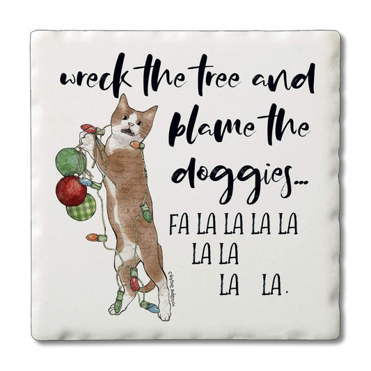 Thirstystone Holiday Naughty Pets Single Tumbled Tile Coasters Manufactured in The USA Adorable, Create Your Own Collection (Blame The Doggies)