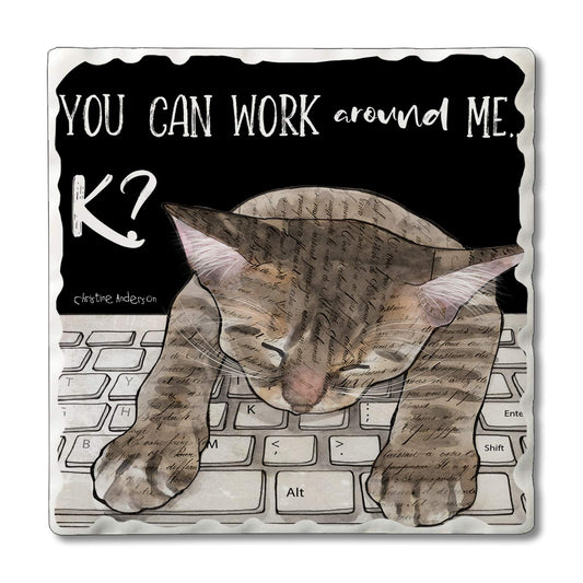 Thirstystone Work Around Me Single Absorbent Stone Coaster with Protective Cork Backing Manufactured in The USA 4" Square, Colorful, Artistic, Easily Wipes Clean