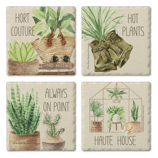 Thirstystone Plant Love 4-Pack Tumbled Tile Stone Coasters 4" Square