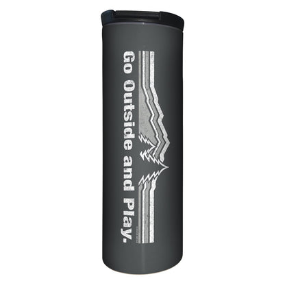 Highland Home Decorative Stainless Steel Double Wall Insulated Travel Tumbler with Lid 17 oz. Manufactured in the USA Dishwasher Safe (Go Outside)