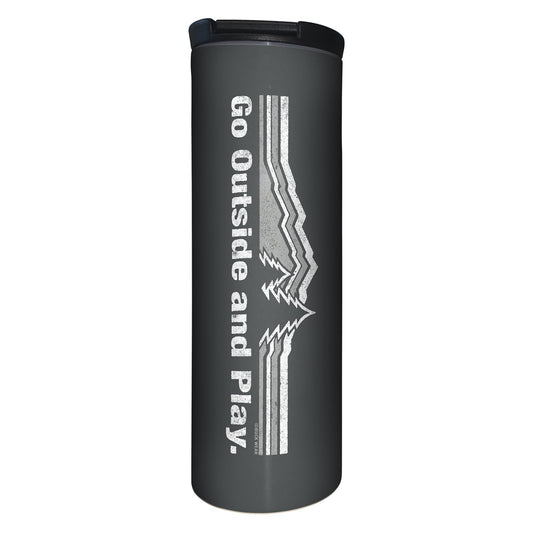 Highland Home Decorative Stainless Steel Double Wall Insulated Travel Tumbler with Lid 17 oz. Manufactured in the USA Dishwasher Safe (Go Outside)
