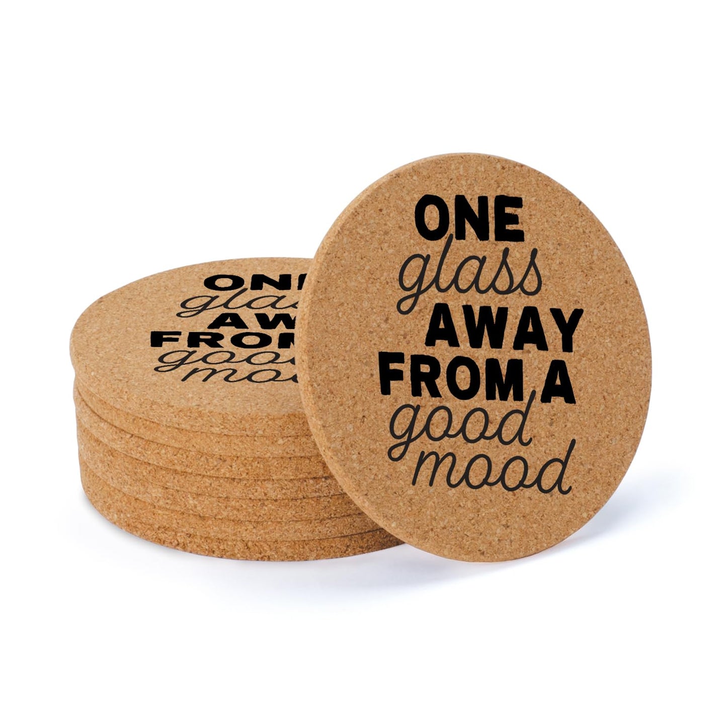 Thirstystone One Glass Away 8-Pack Thick Natural Cork Coasters Manufactured in The USA Eco-Friendly Absorbent Durable