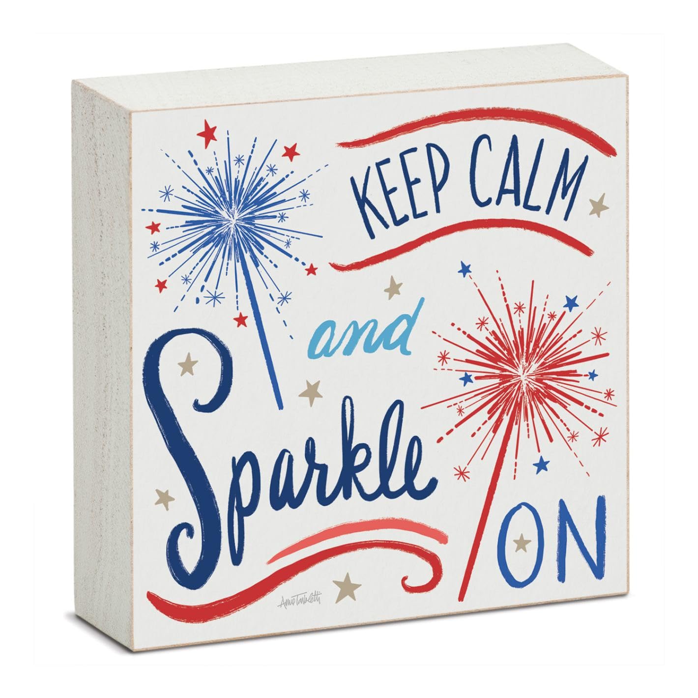 CounterArt Sparkle On Freestanding Solid Wood Block Sign Made in the USA 3.75” Square Decorative Accent for Home or Office