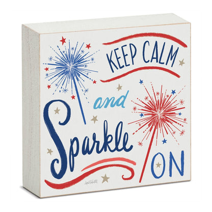 CounterArt Sparkle On Freestanding Solid Wood Block Sign Made in the USA 3.75” Square Decorative Accent for Home or Office